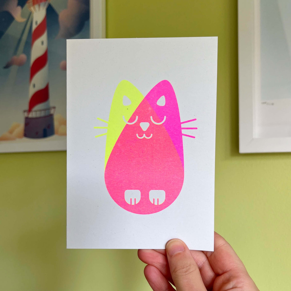 Seconds Cat Card, Risograph A6