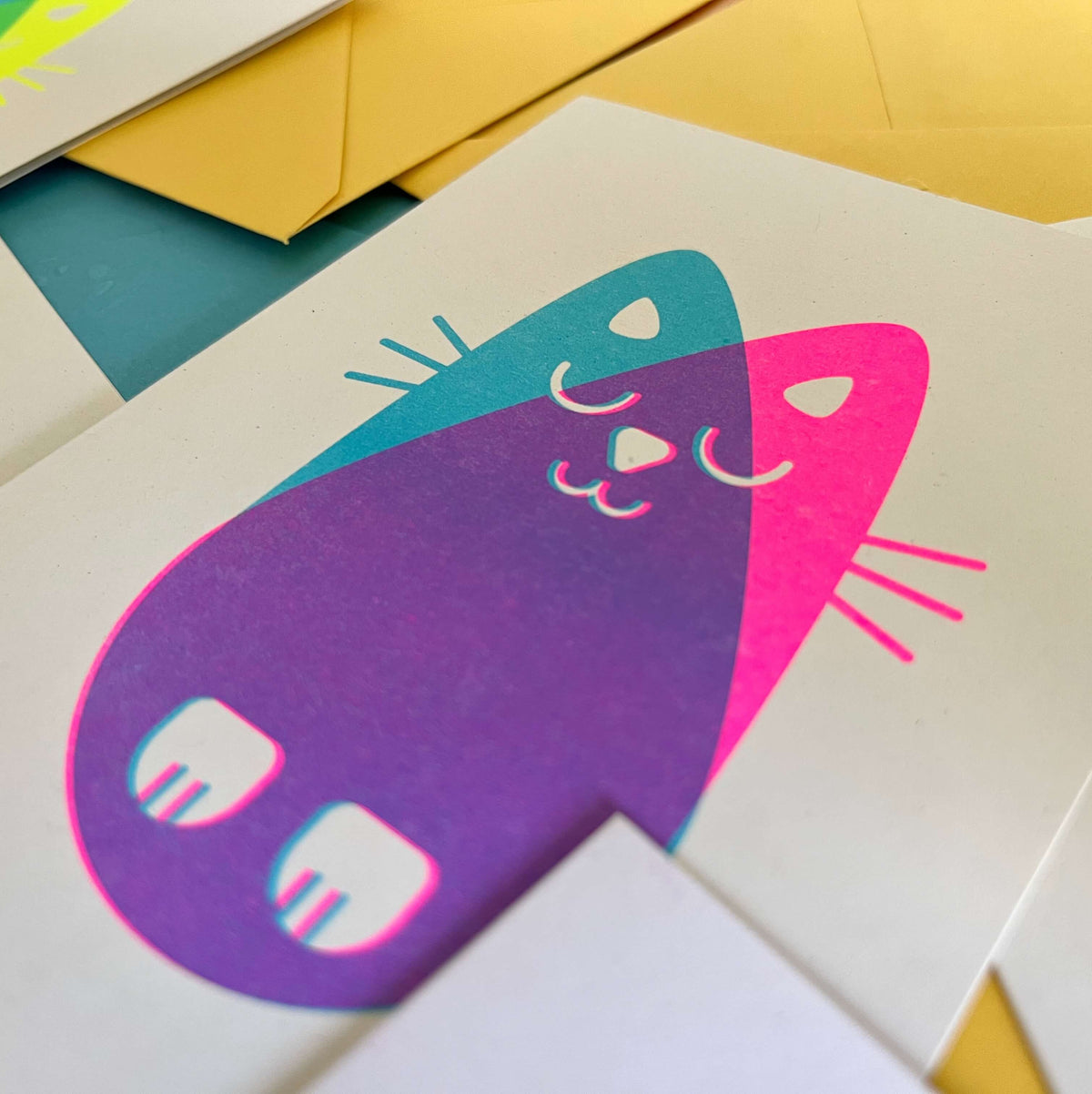Seconds Cat Card, Risograph A6
