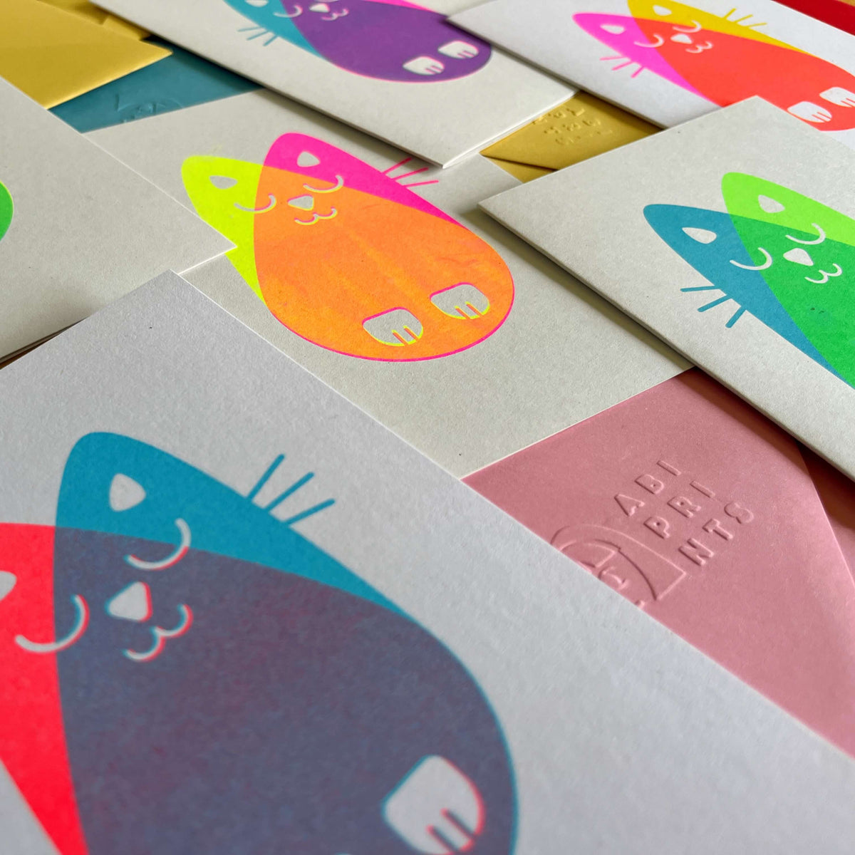 Seconds Cat Card, Risograph A6