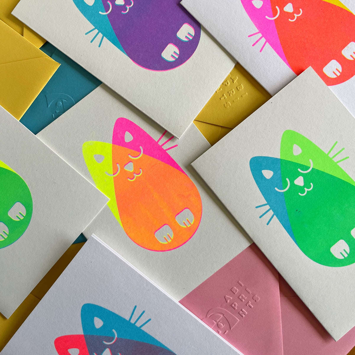 Seconds Cat Card, Risograph A6