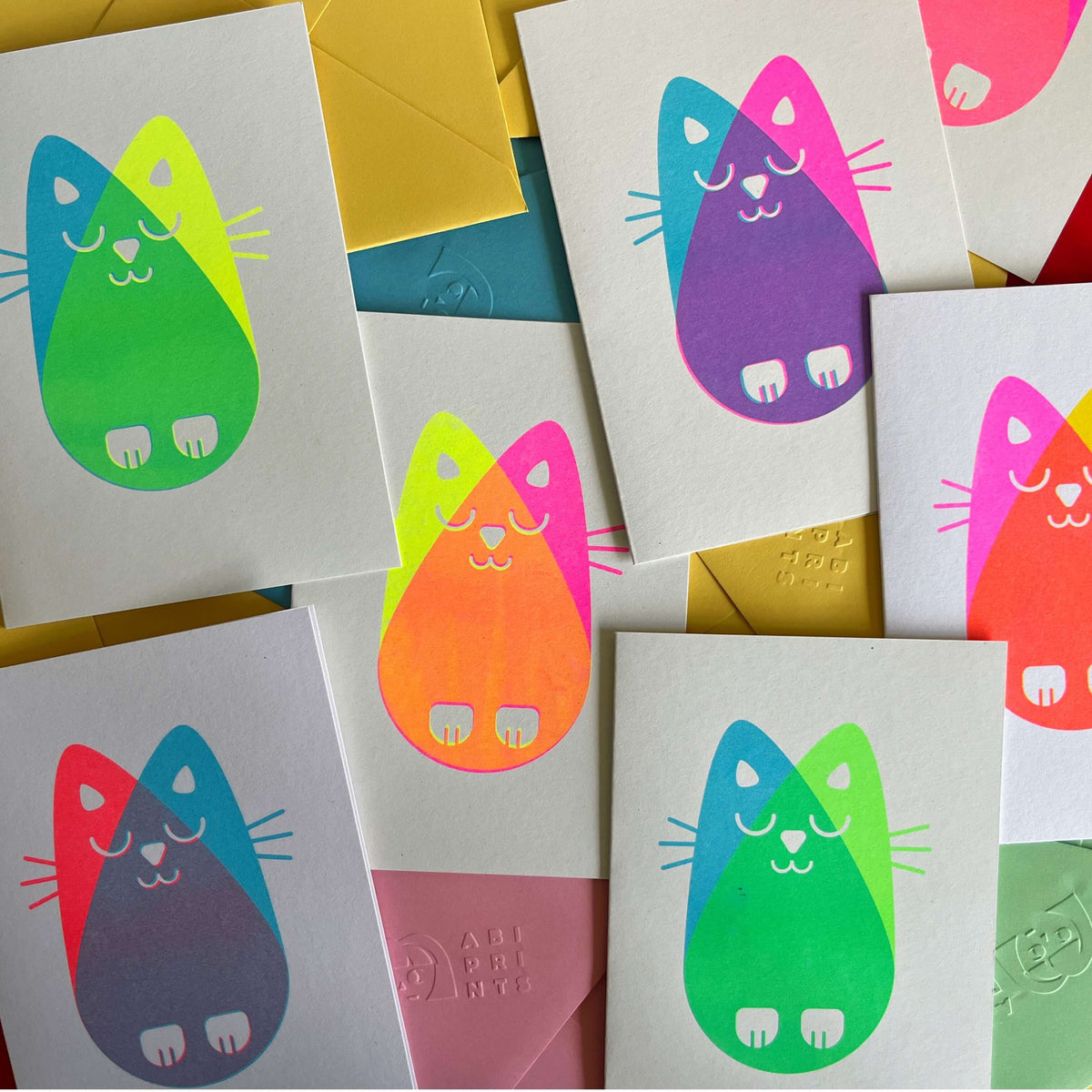 Seconds Cat Card, Risograph A6