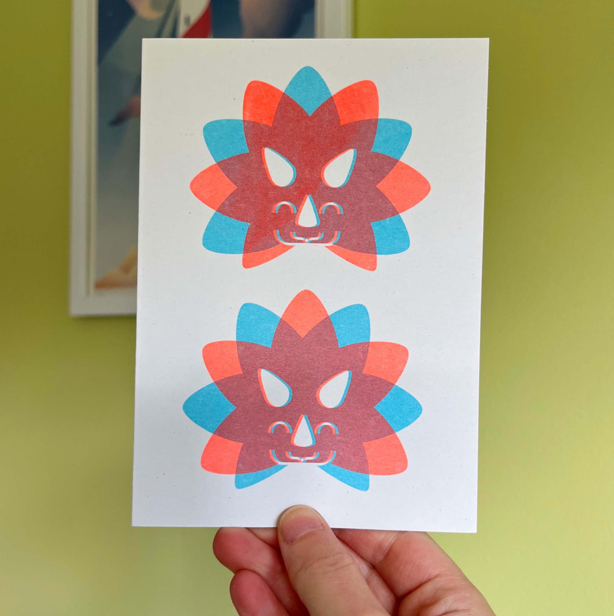 Seconds Triceratops Cards, Risograph A6