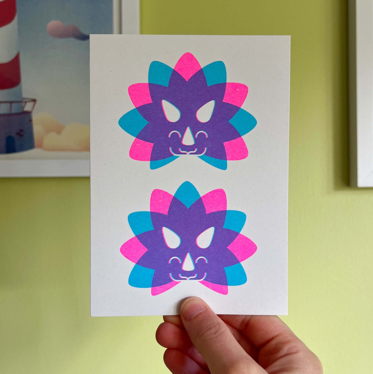Seconds Triceratops Cards, Risograph A6