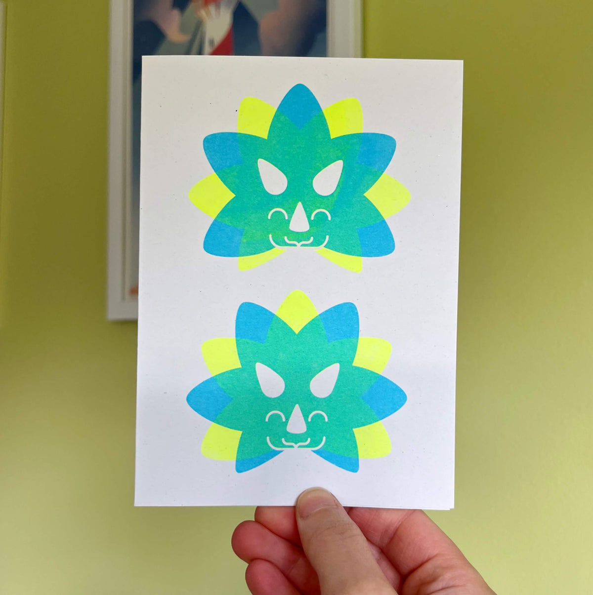 Seconds Triceratops Cards, Risograph A6
