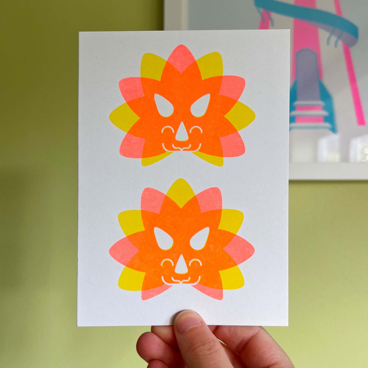 Seconds Triceratops Cards, Risograph A6