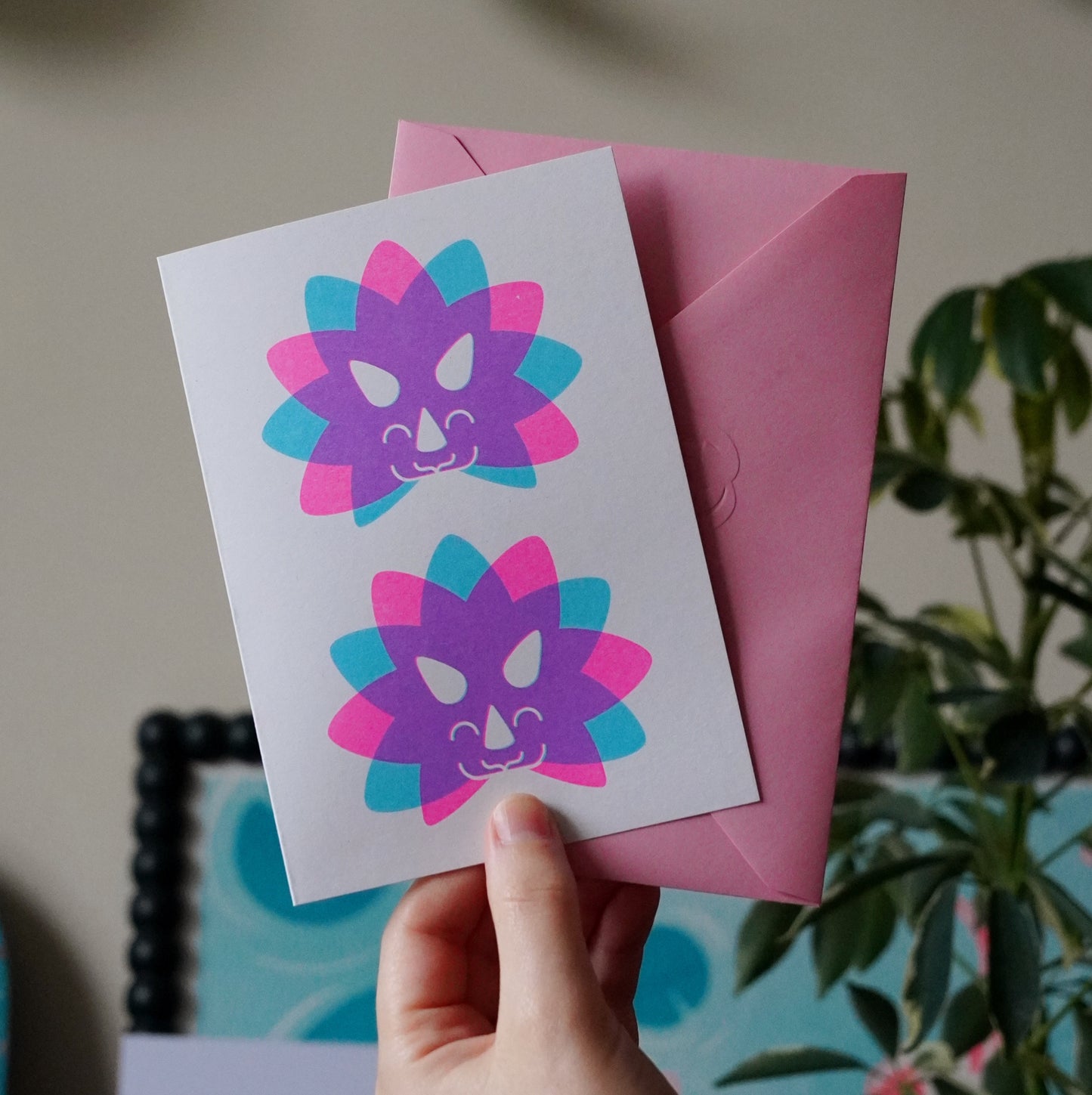 Triceratops Cards, Risograph A6