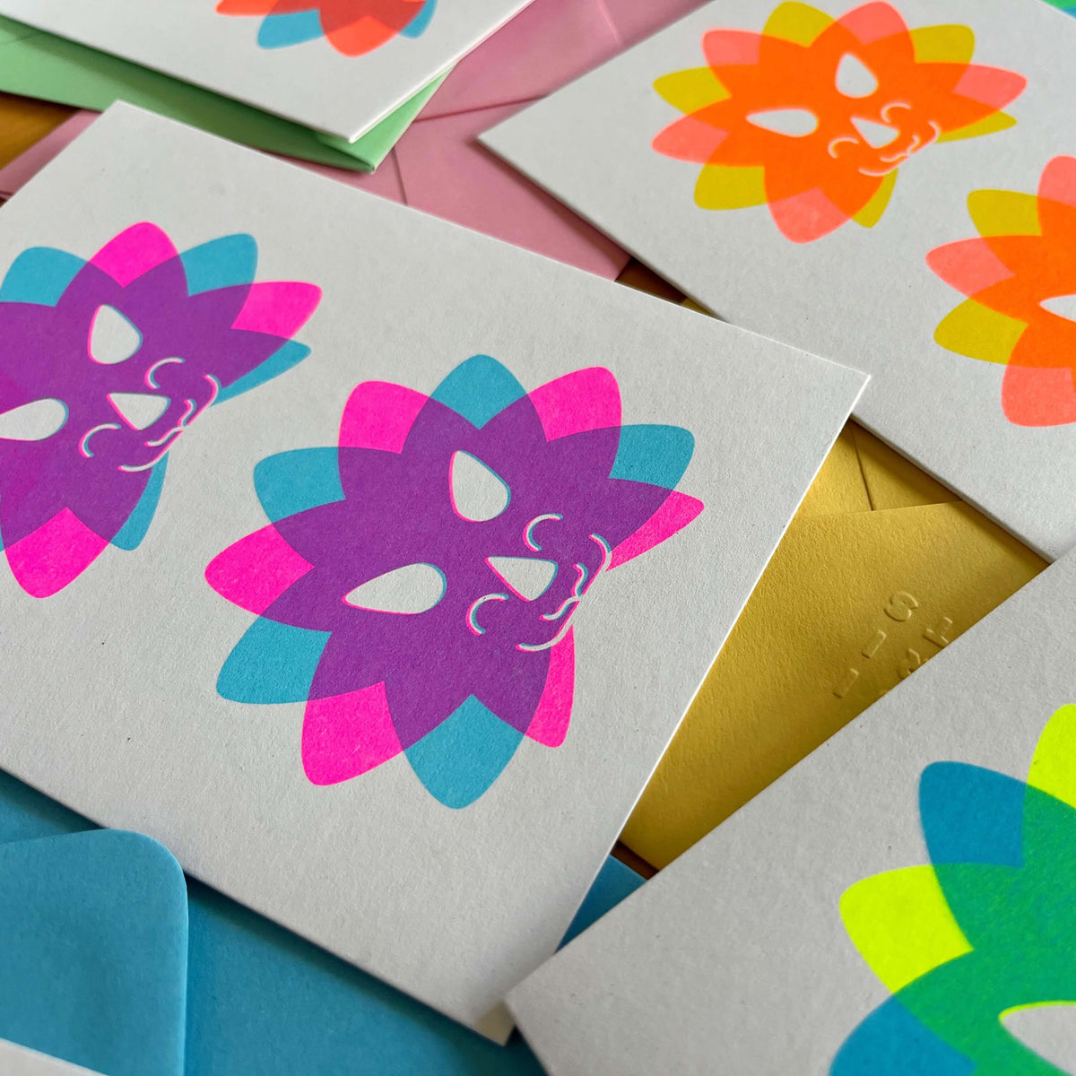 Seconds Triceratops Cards, Risograph A6