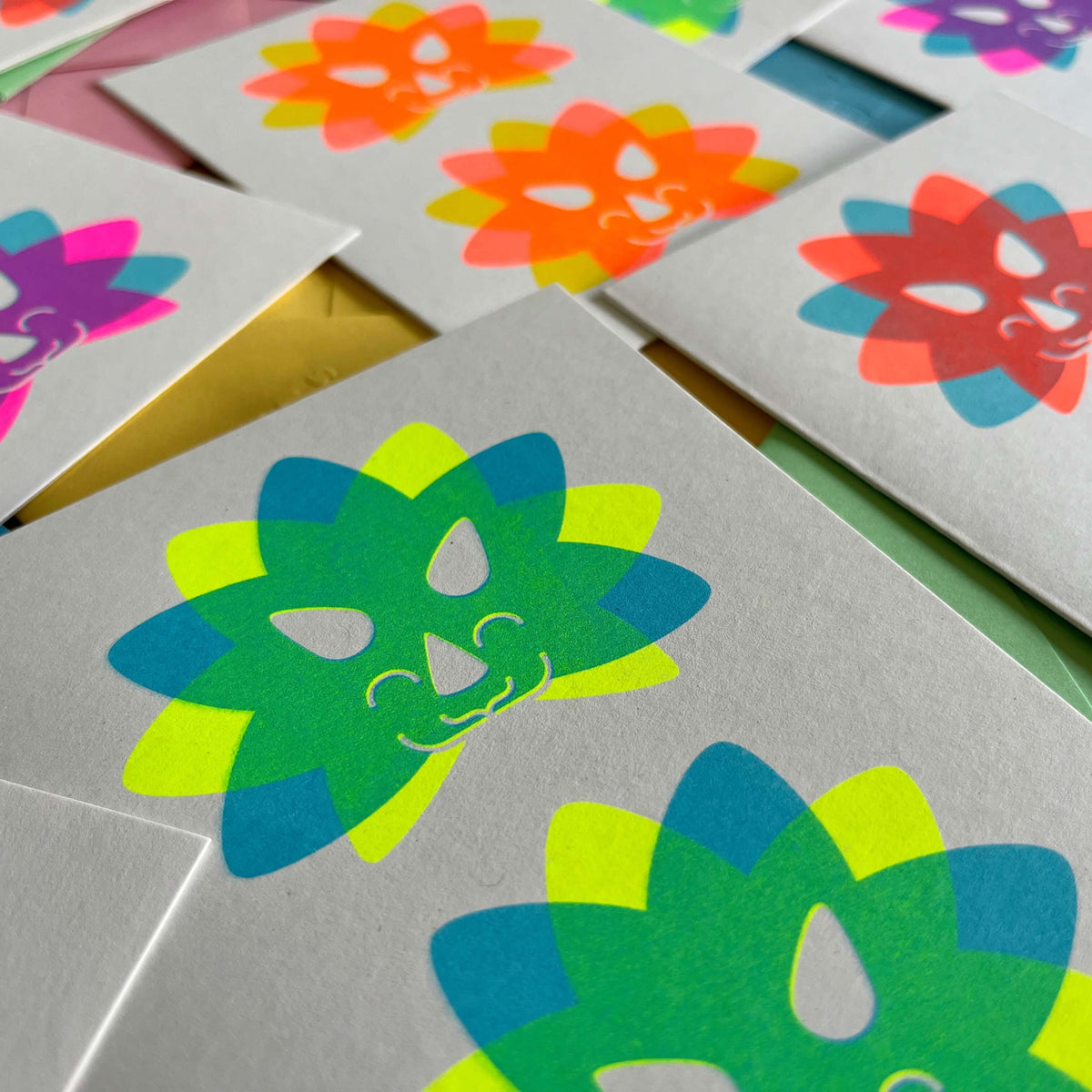 Seconds Triceratops Cards, Risograph A6