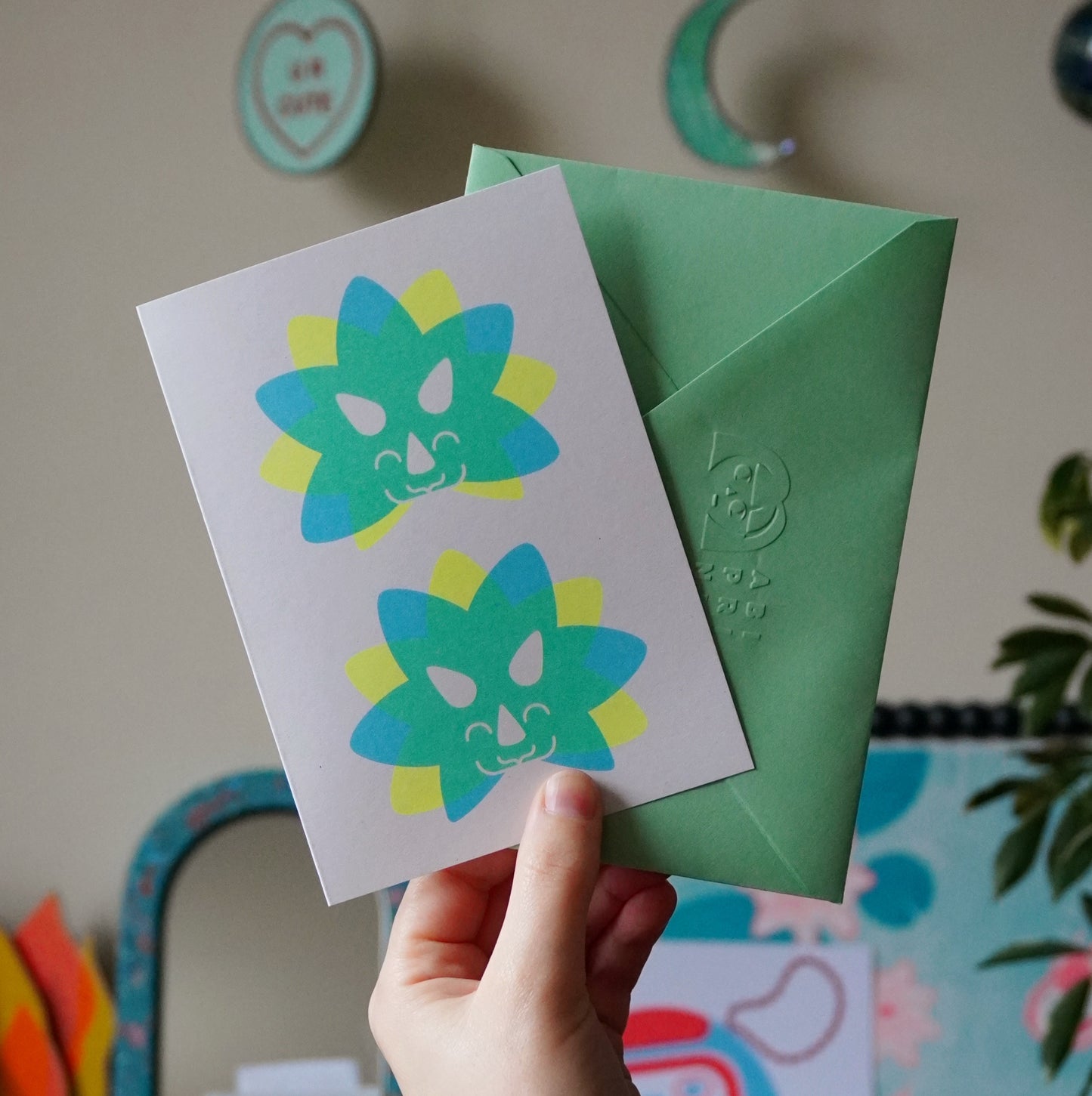 Triceratops Cards, Risograph A6