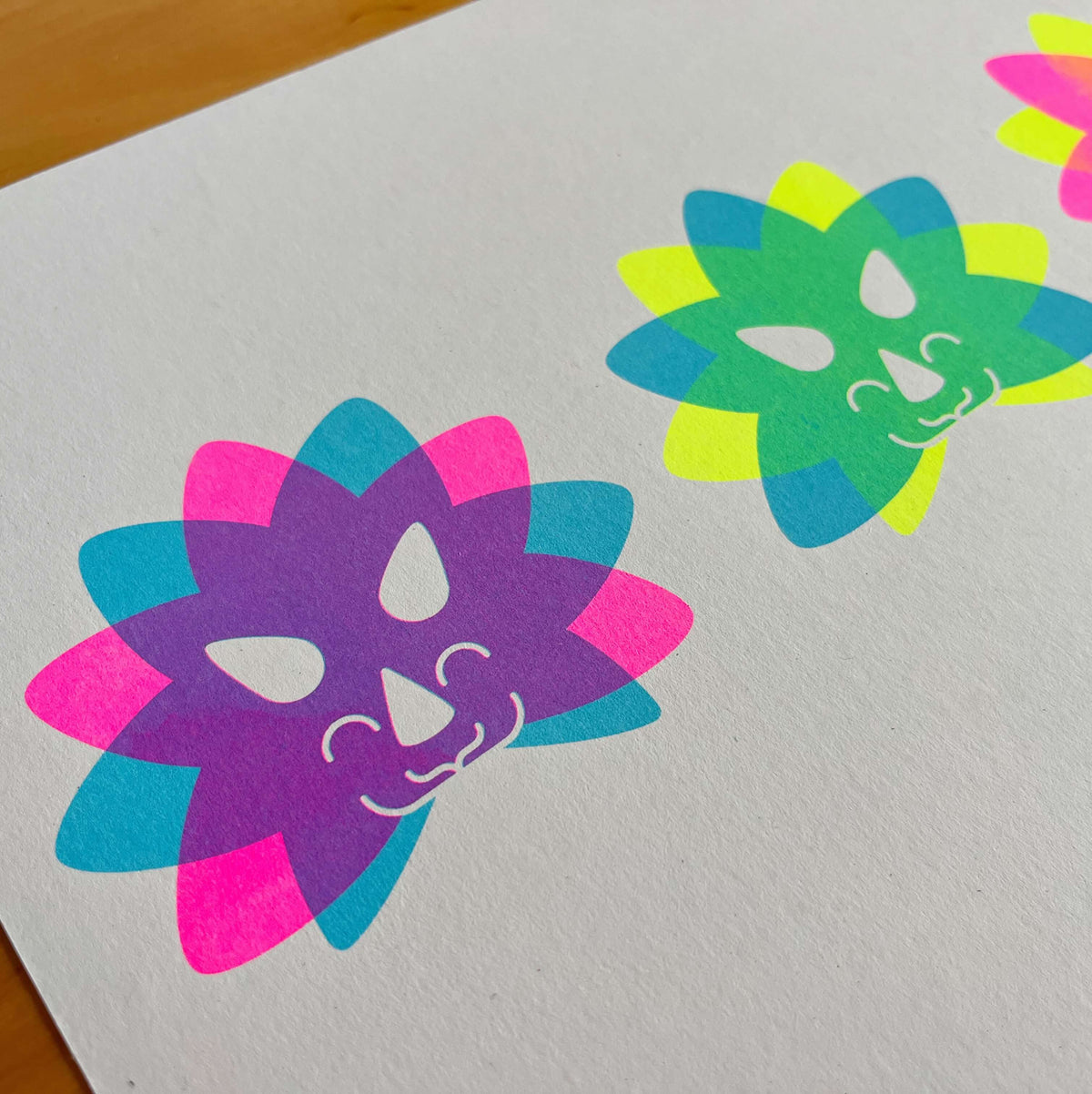 Seconds Triceratops Trio, A4 Risograph Print