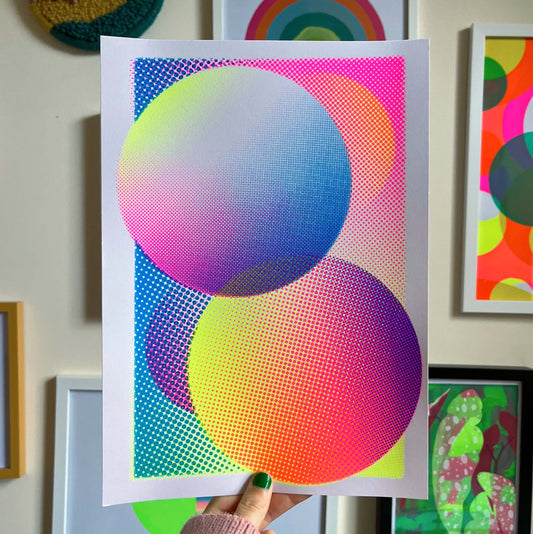 SALE Cosmic Neon, Screenprint A4