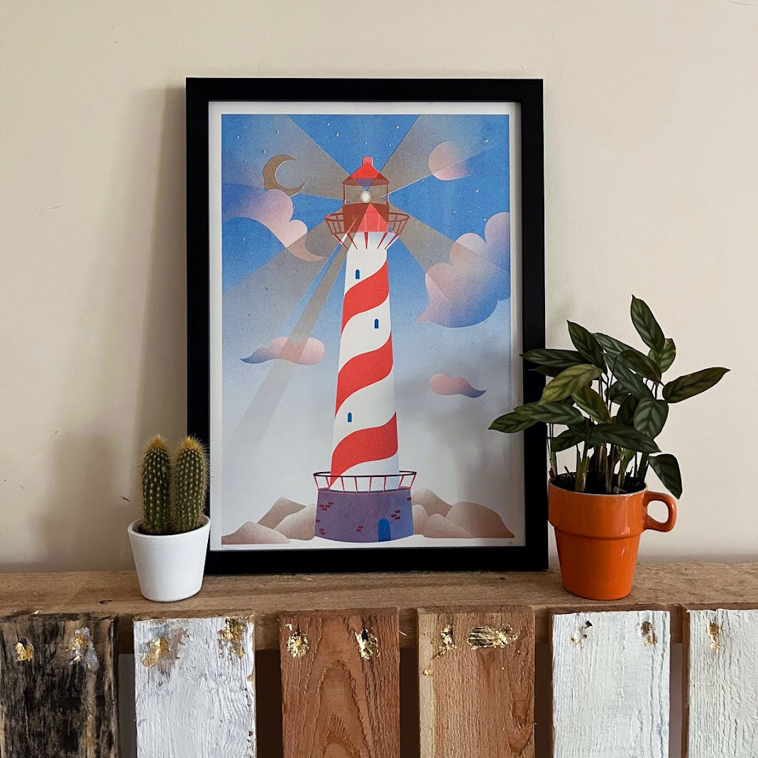 Lighthouse, Risograph Print A3